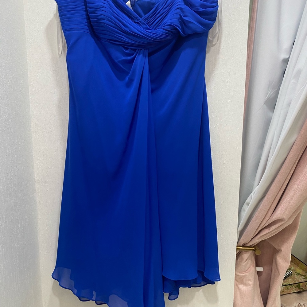 David's Bridal Strapless Royal Blue Dress